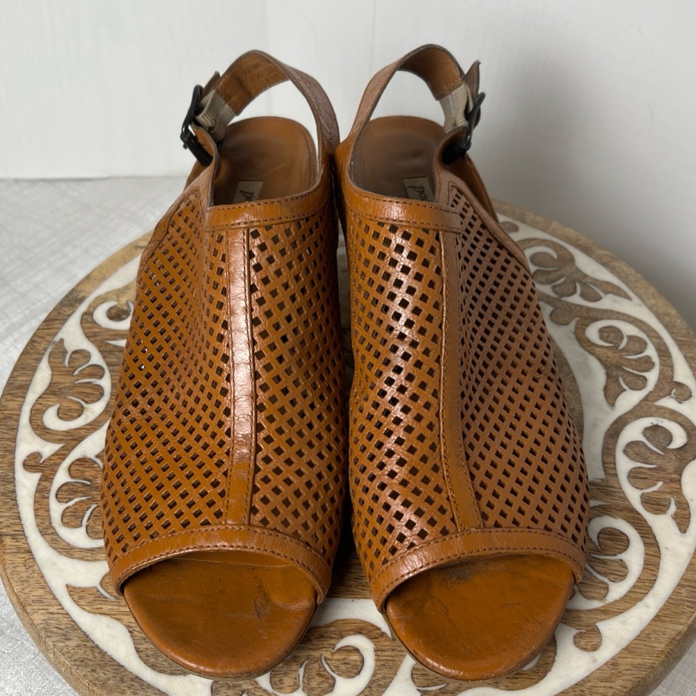 Paul Green Lois Slingback Perforated Leather Sandal Cognac Open Toe 6 UK 8.5 US - Picture 2 of 15